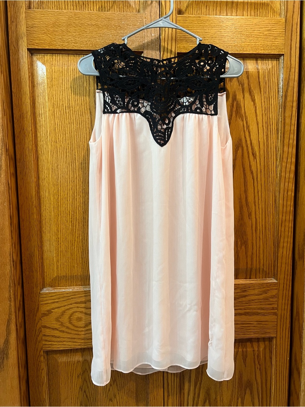 WAYF Blush Pink Black Lace Sleeveless Shift Dress Women’s S Lined